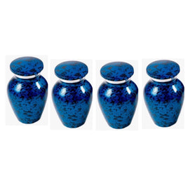 Set of 4 Blue Marble Alloy Cremation Keepsakes - IUAL117-KS4