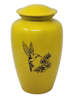 Exquisite Simple Hummingbird on Yellow Cremation Urn - IUCE500