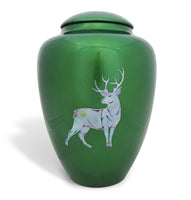 Mother of Pearl Shell Art Green Deer - IUFM110