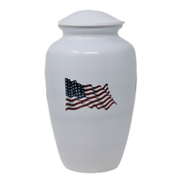 Military Series - American Flag Cremation Urn, White - IUMI121