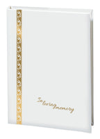 Imperial Scroll & In Loving Memory Memorial Guest Book -6 Ring-STGR104-White