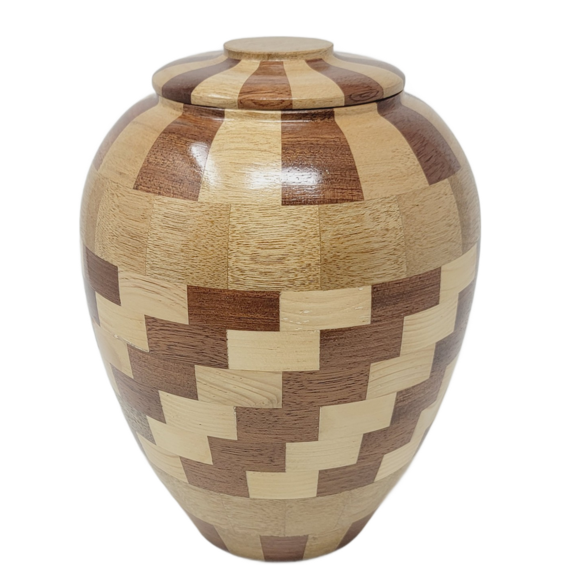 Artistic Checkered Wooden Urn IUWDART101 Infinityurns