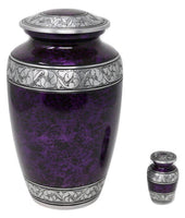 Classic Forest Purple with Silver Bands Cremation Urn & Keepsake - IUAL191