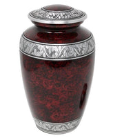 Classic Forest Red with Silver Bands Cremation Urn & Keepsake - IUAL192