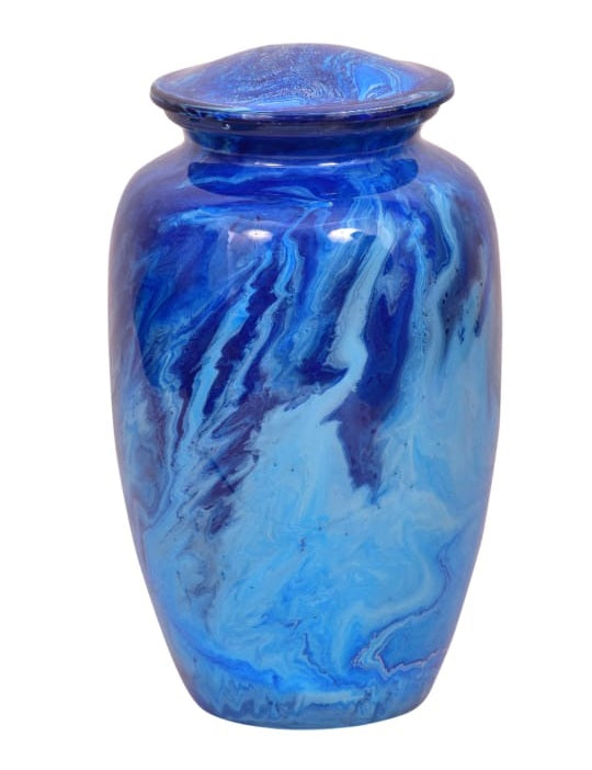 Flowing TieDye Alloy Cremation Urn, Blue IUAL207 Infinityurns