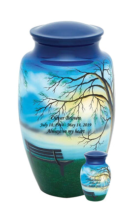 Hand Painted Lakeside Cremation Urn - IUHP115
