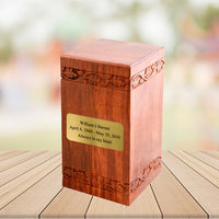 Large Solid Rosewood Brass Soulful Tree Tower Cremation Urn - IUWD115-ST