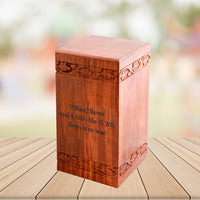 Large Solid Rosewood Brass Soulful Tree Tower Cremation Urn - IUWD115-ST