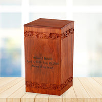 Large Solid Rosewood Hand-carved Praying Hand Tower Cremation Urn - IUWD105-PH