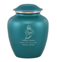 Custom Engraved Teal Elite Grace Cremation Urn - IUGR200