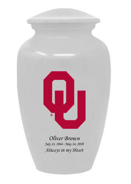 Fan Series - University of Oklahoma Sooners White Memorial Cremation Urn - IUUOK101