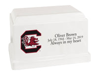 University of South Carolina Gamecocks White Cultured Marble Urn - CMSCG100