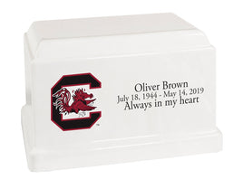 University of South Carolina Gamecocks White Cultured Marble Urn - CMSCG100