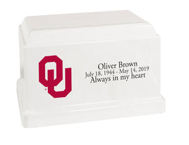 University of Oklahoma Sooners White Cultured Marble Urn - CMUOK101