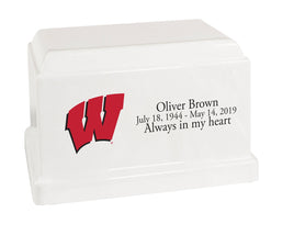 University of Wisconsin Badgers White Cultured Marble Urn - CMWIS100
