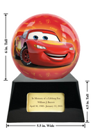 Memorial Fan Urn Base with add on Lightning McQueen/ Tow Mater Sphere - Infant/Child-Sized Small Urn