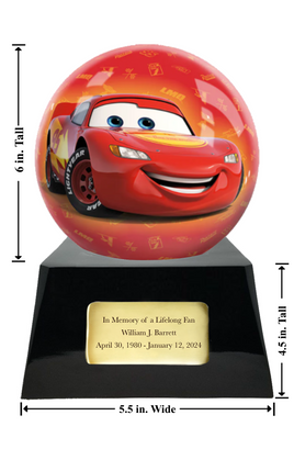 Memorial Fan Urn Base with add on Lightning McQueen/ Tow Mater Sphere - Infant/Child-Sized Small Urn