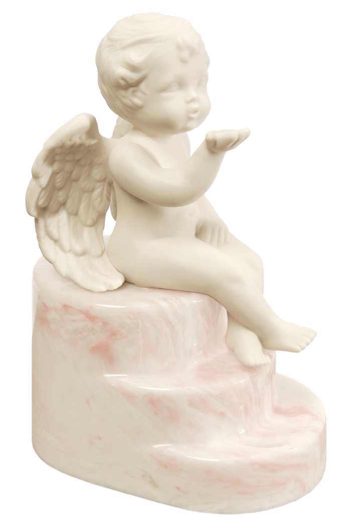 Pink Cultured Marble Cherub Infant Urn -IUCHERUB-Pink
