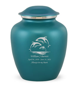 Custom Engraved Teal Elite Grace Cremation Urn - IUGR200