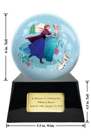 Memorial Fan Urn Base with add on Frozen/Elsa Sphere - Infant/Child-Sized Small Urn