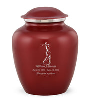 Custom Engraved Crimson Elite Grace Cremation Urn - IUGR300