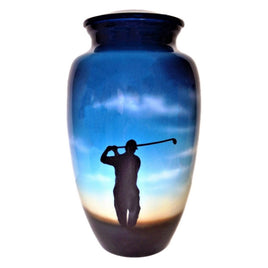 Golfer Handpainted Cremation Urn