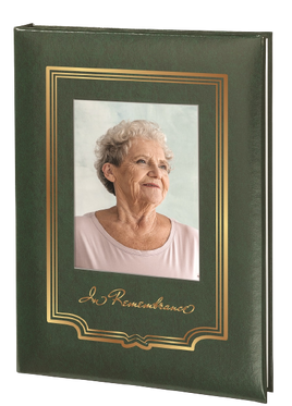 Artistic Picture Frame Memorial Guest Book - 6 Ring - STFB100-Green