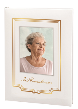 Artistic Picture Frame Memorial Guest Book - 6 Ring - STFB100-White