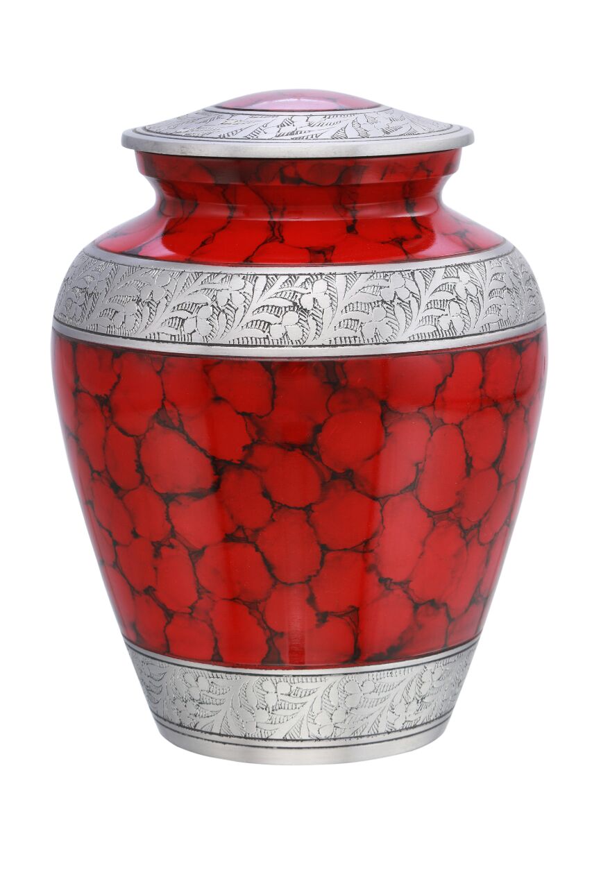 Rustic Red Urn Modest Series - Elite Cloud Red & Silver Cremation Urn - IUAL120-Red ...