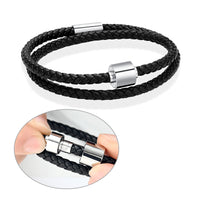 Roscada Black Leather Braided Bracelet - IUBR301