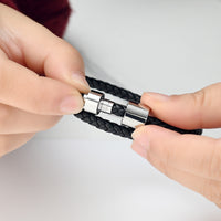 Roscada Black Leather Braided Bracelet - IUBR301