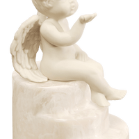 White Cultured Marble Cherub Infant Urn- IUCHERUB-White