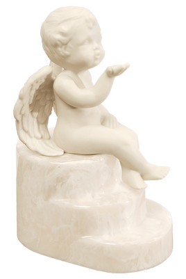 White Cultured Marble Cherub Infant Urn- IUCHERUB-White