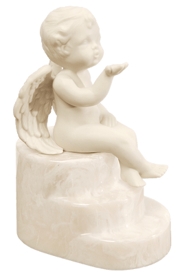 White Cultured Marble Cherub Infant Urn - IUCHERUB-White