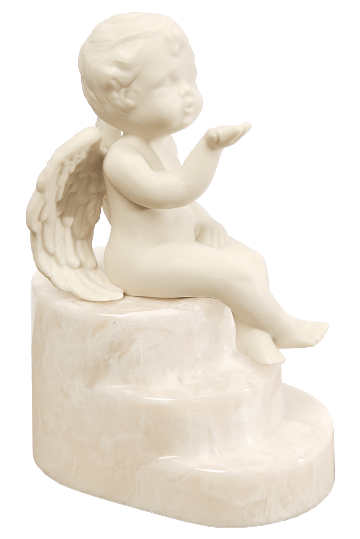 White Cultured Marble Cherub Infant Urn- IUCHERUB-White