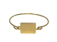 Gold Polished Hook-On Fingerprint Bangle - Rectangle - IUHKBR100-G