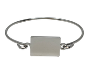 Silver Polished Hook-On Fingerprint Bangle - Rectangle - IUHKBR100-S