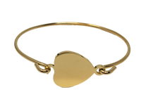 Gold Polished Hook-On Fingerprint Bangle - Heart - IUHKBR101-G