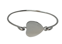 Silver Polished Hook-On Fingerprint Bangle - Heart - IUHKBR101-S