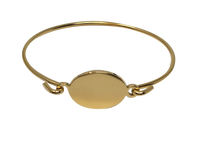 Gold Polished Hook-On Fingerprint Bangle - Oval - IUHKBR102-G