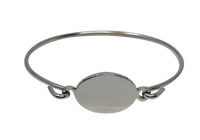 Silver Polished Hook-On Fingerprint Bangle - Oval - IUHKBR102-S