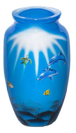 Hand Painted Ocean Floor Cremation Urn