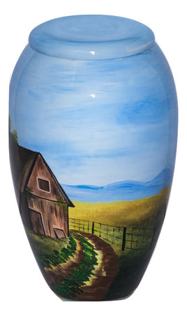 Hand Painted Cozy Farm Cremation Urn