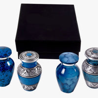 Set of 4 Assorted Blue Alloy Cremation Keepsakes