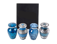 Set of 4 Assorted Blue Alloy Cremation Keepsakes