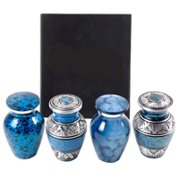 Set of 4 Assorted Blue Alloy Cremation Keepsakes