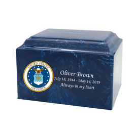 Military Series - United States Air Force Cultured Marble Cremation Urn, Prussian Blue - IUMI144