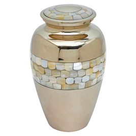 Simple Mother of Pearl Brass Cremation Urn - IURG101