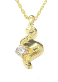 Gold Plated Silver Curvy Diamond Cremation Jewelry - IUSPN105-G