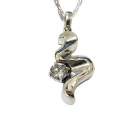 Silver Curvy Diamond Cremation Jewelry - IUSPN105